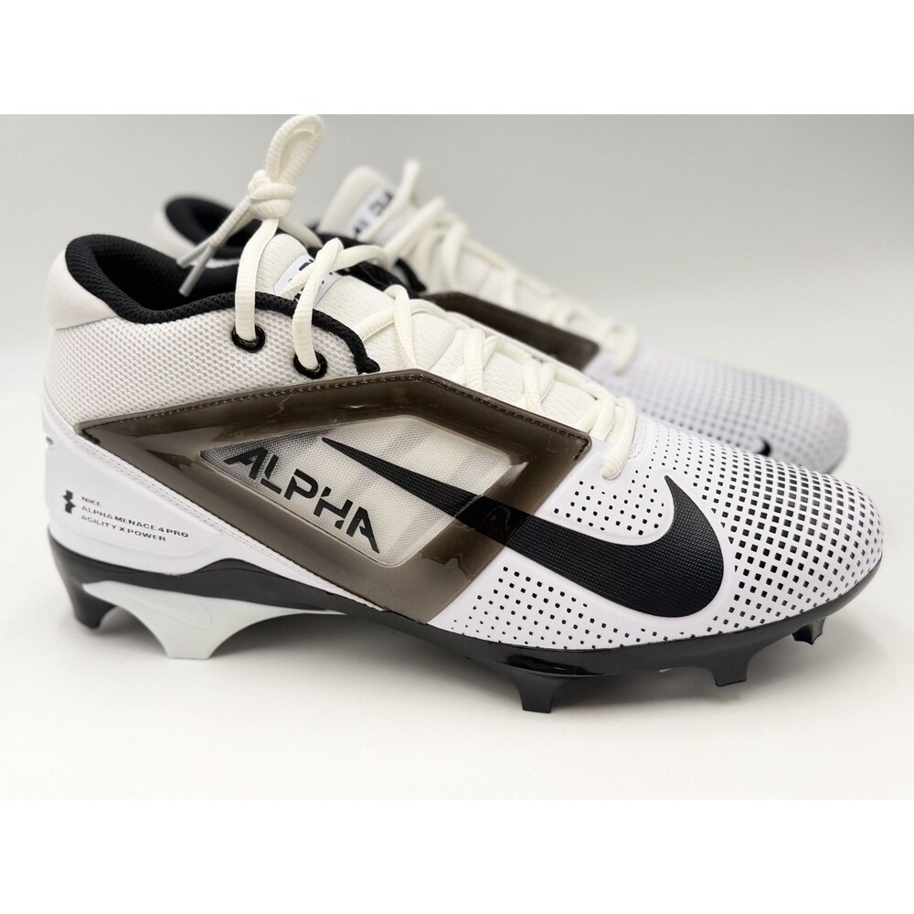 Nike Alpha Menace 4 Pro Football Cleats Mens Sz 10.5 White Black IB2507-100
